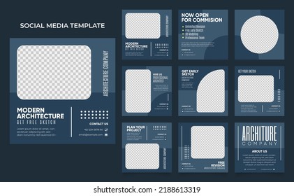 social media template banner for house architecture service. advertising flyer template. square ads poster