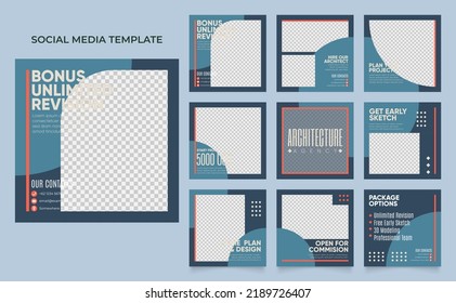 social media template banner house architecture service promotion. square frame sale poster