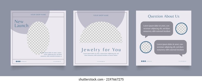 Social Media Template Banner Jewelry Sale Promotion. Fully Editable Square Post Frame Puzzle Organic Sale Poster