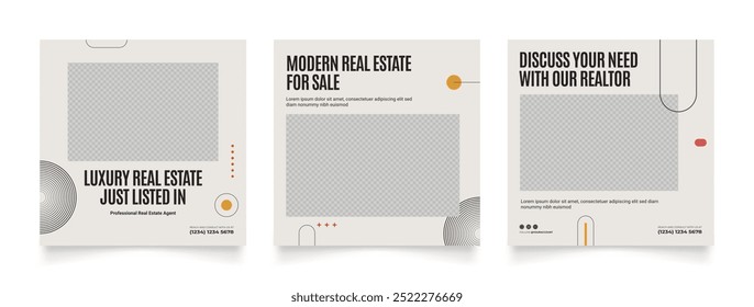 social media template banner real estate property and house sale architecture service promotion. fully editable square post frame puzzle organic sale poster