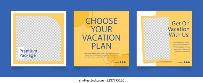 social media template banner travel and vacation service promotion. fully editable square post frame puzzle organic sale poster