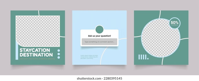 social media template banner travel and vacation service promotion. fully editable square post frame puzzle organic sale poster