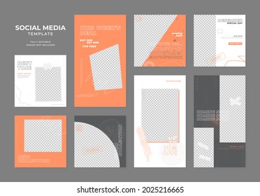 plantilla de medios sociales blog promoción de venta de moda. afiche de venta orgánica de postes cuadrados completamente editable. fondo vectorial del anuncio blanco negro naranja