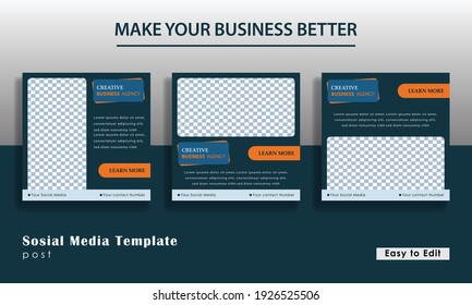 social media template in blue color, for creative business agencies, usable for social media, flyers, banners and web ads. Eps 10

