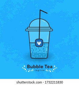 Social media template for blueberry bubble tea edition. Vecctor illustration eps 10.