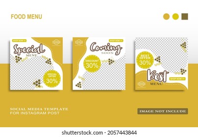 Social media template for branding and promotion of food, beverage, clothing, automotive, finance, and other business products. Suitable for use for other social media banners.