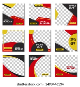 Social media template burger vector