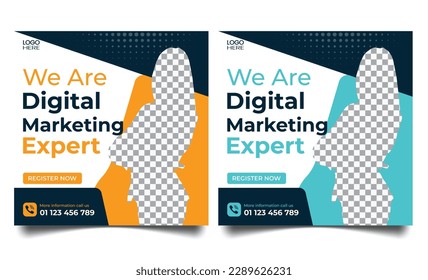 Social media template business agency for digital marketing and business sale promo Set of Editable minimal square banner template. Suitable for social media post and Vector illustration 