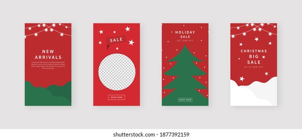 Social media template. Christmas concept. Trendy editable social media stories template. Mockup isolated. Template design. Vector illustration.