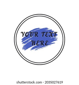 Social media template with circle frame and blue paintbrush stroke, perfect for small business