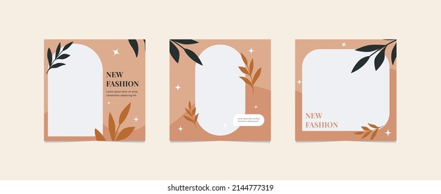 Social media template and creative posts Vector set. Background template with copy space for text and design images with abstract colored shapes, line art,Poster,Banner,fashion