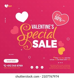 Social media template design with beautiful background for valentines special sale