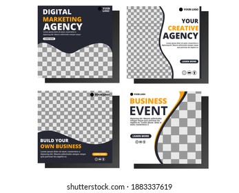 Social Media Template design. Bussines Media template. Digital marketing agency, build your own, your creative Agency, bussiness event