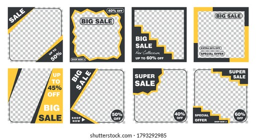 Diseño de plantillas de medios sociales en diferentes diseños. Diseño de plantilla de venta en ilustración vectorial.