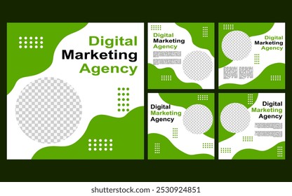 social media template design with green and white color for promotion.