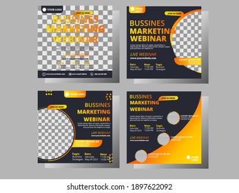 Social Media Template Design. Instagram Post Template Design. Bussines Marketing Webinar Design