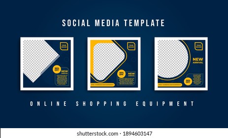 Social Media Template for digital marketing. set of social media post design with blue color theme.