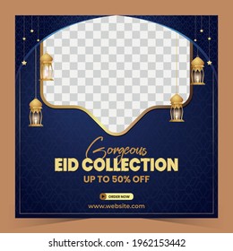 Social media template for Eid offer, social poster, eid mubarak, islamic design