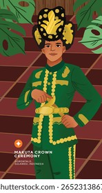 Social media template featuring an illustration of traditional Gorontalo attire from Indonesia