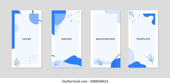 Social media template. Flat style. A set of editable banners for stories on social media. Graphic modern design. Minimalistic concept. Wavy blue banners. Elegant concept. Holiday event winter template
