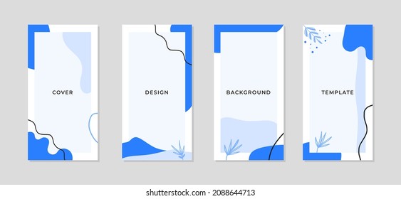 Social media template. Flat style. A set of editable banners for stories on social media. Graphic modern design. Minimalistic concept. Wavy blue banners. Elegant concept. Holiday event winter template
