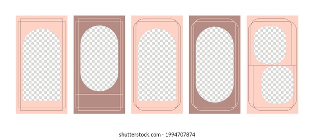 Social media template. Frames for stories in modern minimalist style. Vector background. Tarot cards. Boho, magic, esoteric style.