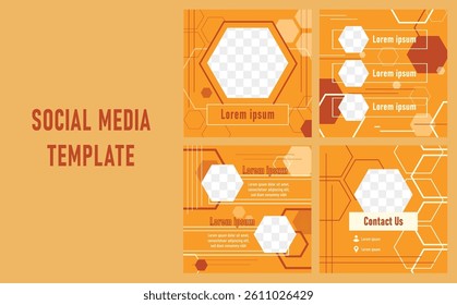 social media template with geometry in orange and red colors. social media promotion banner. suitable for promotion and advertising on social media feeds