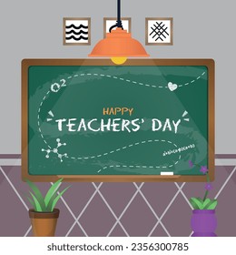 Social Media Template Happy Teachers' Day With Classroom Themes Illustration V2
