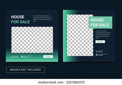 Social media template for interior furniture house real estate. Modern simple. Flyer, Square, post, banner promotion.