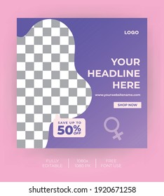 Social media template for international womens day at 8 march. editable and easy to use.