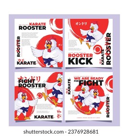 Social media template karate rooster