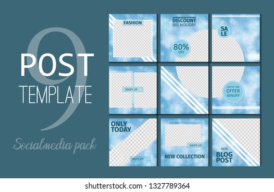 Social media template kit booster. Endless post template vector illustration. Marketing advertising benner with place for photo. Blogger promotion branding app offer mockup card.