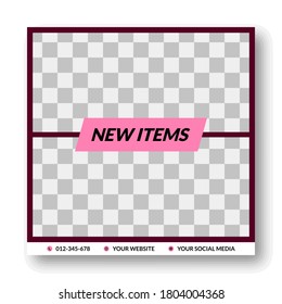 social media template with a label