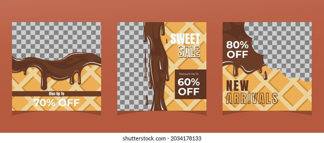 social media template with melted chocolate concept