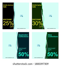 Social media template for mobile device sale. New template for promotion in social media. Easy to editable