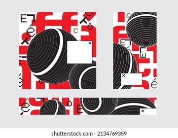 Social media template. Modern templates with difficult geometric shapes and geek elements. Unusual design for your banner, post or stories. Vector