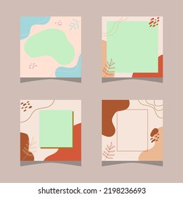 social media template multipurpose blog promotion. fully editable social media square post frame organic sale poster. beige brown khaki ad banner vector background