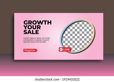 Social media template, pink gradient background and photo frame. Nice vector for online shop, sales promotion, product marketing, fashion, clothing, food and beverage etc.