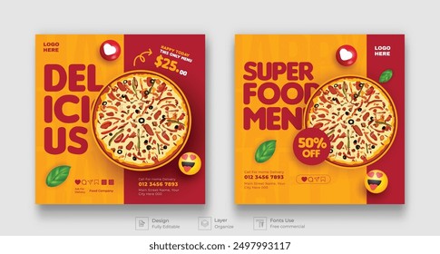 Social media template of pizza