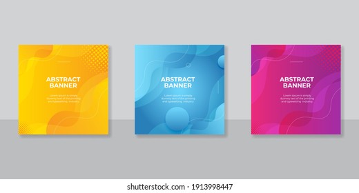 Social media template post. Abstract background gradient shapes