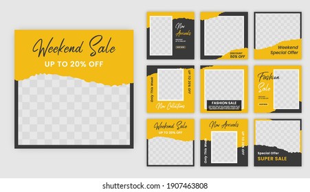 social media template post for ads. design with yellow and black color. suitable for social media post and web ads.