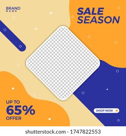 Social media template post big sale. sale season post. replacement image product brand 