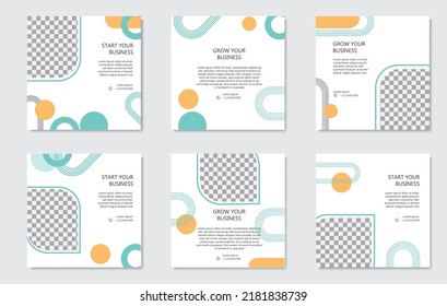 social media template post for business, white green orange and blalck color.