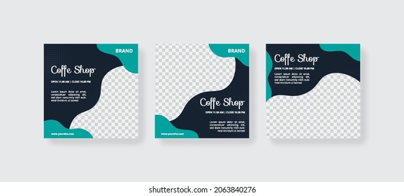 Social media template post for coffee shop. Web banner design.