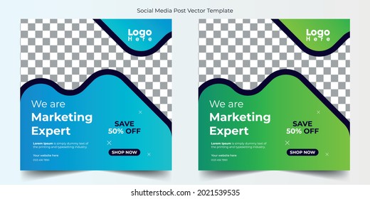 social media template post frame design banner layout square web