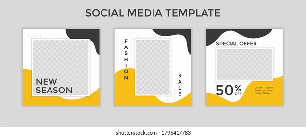 social media template post for promotion. template post for ads. design with yellow and black color.