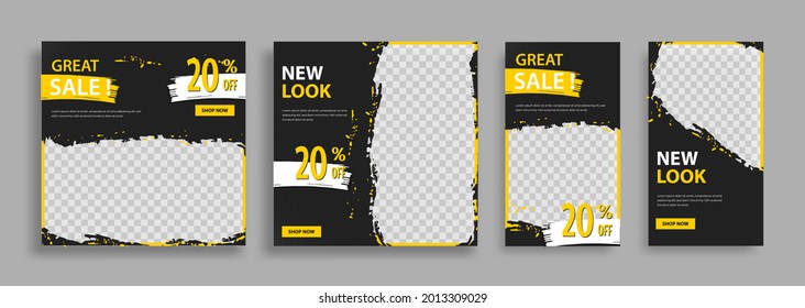 social media template post for promotion. template post for ads. design with yellow and black color