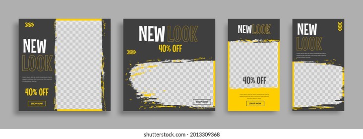 social media template post for promotion. template post for ads. design with yellow and black color
