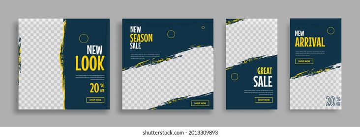 social media template post for promotion. template post for ads. design with yellow and blue color