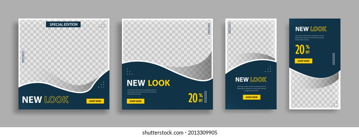 social media template post for promotion. template post for ads. design with yellow and blue color